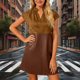 thumbnail image 5 of Pantalones de Vestido Casual para Mujeres Moda Cuello en V Plisado Manga Corta Primavera Y Verano Color Sólido Cintura Alta Cintura Elástica, 5 of 7