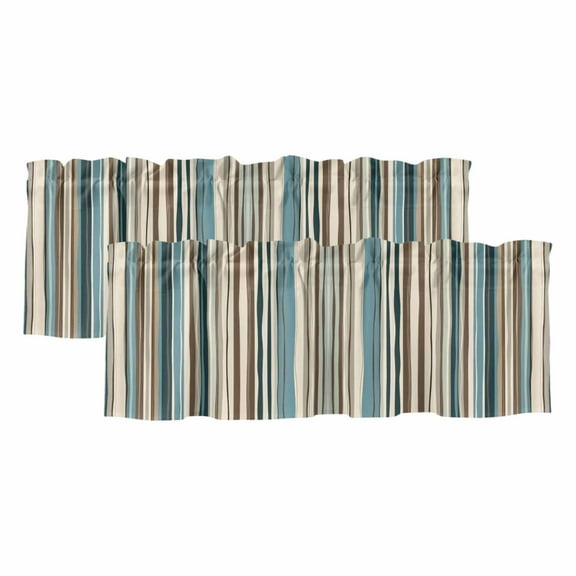 2 Pack Boho Vertical Stripe Valance for Window Green Beige Simple Lines Kitchen Valance Rod Pocket Short Curtain Topper Decorative Window Treatment for Living Room Bedroom 60"x18"