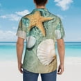 thumbnail image 6 of Xecao Starfish And Seashell print Hawaiian shirt - a stylish short-sleeve button-down for men, perfect for casual beach and tropical outings., 6 of 9