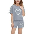 thumbnail image 3 of Piuwrlz Kids Short Sets Boys Girls Summer Outfit Set Printed Round Neck Tight Shirt T-Shirt and Shorts Set Gray Size 7 Years, 3 of 9