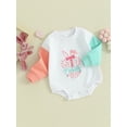 thumbnail image 2 of Bagilaanoe Newborn Baby Girl Easter Romper Sweatshirt Long Sleeve Bodysuits Letter Embroidery Pullover 3M 6M 12M 18M 24M Infant Casual Tee Tops, 2 of 8