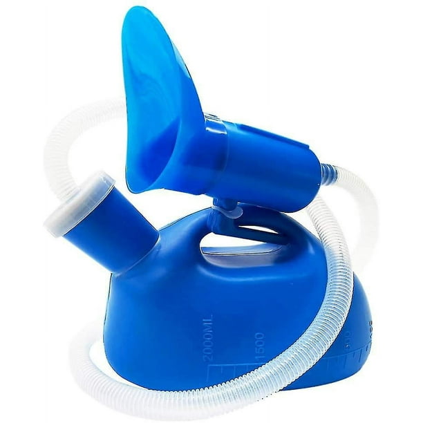 Blue Urinarios para hombres/mujeres (paquete de 1) - Botella de orinal para hombres de plástico grueso de 2000 ml
