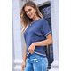 thumbnail image 4 of Tops de Mujer, Camisetas Casuales de Corta A , Suéter de Punto con Cuello Redondo. Azul y L, 4 of 10