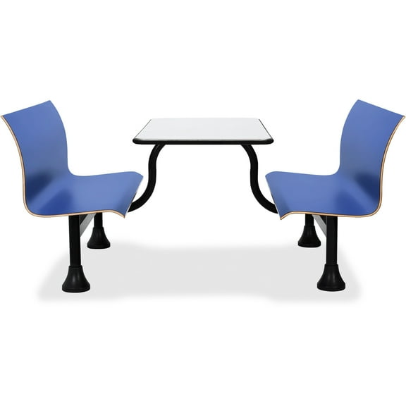 OFM Model 1007M Retro Bench Table with Center Support, 30" Stainless Steel Top, Blue Seats