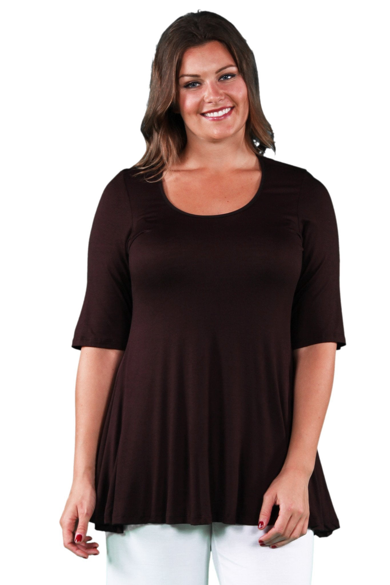 Women's Plus Size Elbow Sleeve Tunic