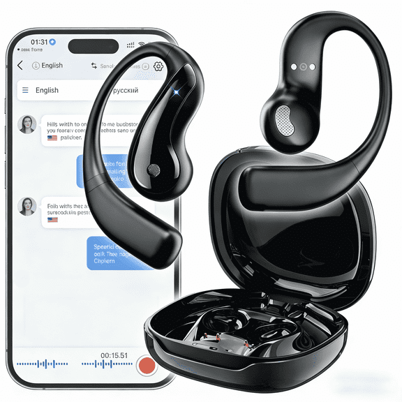 DTIRD AI Translation Earbuds Real Time,164 Languages Translator Earbuds, Translation Music and Calling AI Chat 4-in-1,Translator Device with Bluetooth and APP for Travel Business Learning