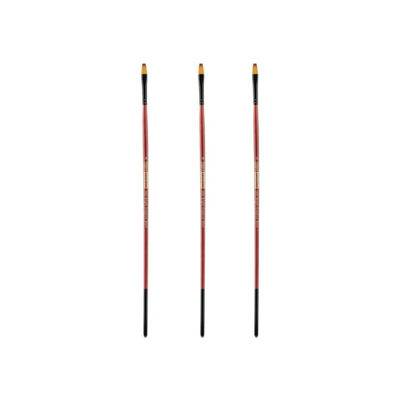 Creative Mark Ebony Splendor Long-Handled Synthetic Sable Paint Brush, Bright # 8, Pack of 3, Teijin Multi-Filament Hair, Handcrafted Synthetic Paint Brushes for Acrylic, Watercolor Painting and More