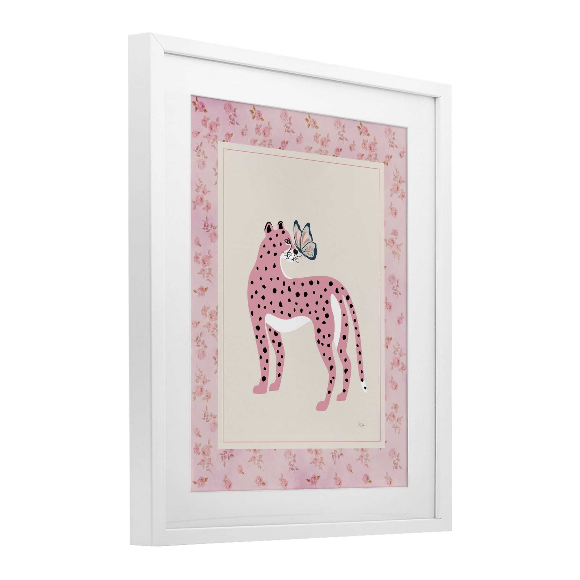 Stupell Industries Cheetah & Butterfly Friendship White Framed Print Under Glass, design by Natalie Carpentieri