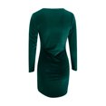 thumbnail image 6 of Maean Women V Neck Dress Long Sleeve Mini Dresses Ruched Slim Pullover Fall Winter Short Dress, 6 of 6
