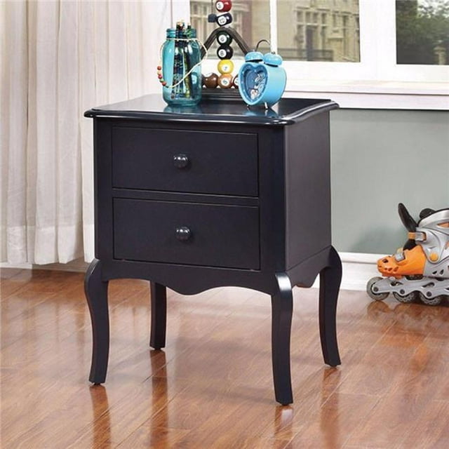 Benzara BM137772 Lexie Rattling Spacious Night Stand, Traditional Style, Blue