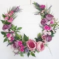 thumbnail image 2 of Guirnalda de metal de bricolaje para colgar en la puerta de ratán, corona de flores artificiales de color rosa y morado, decoración para bodas, fiestas de cumpleaños, suministros hechos a mano, 2 of 5