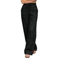 thumbnail image 5 of Wide Leg Linen Pants for Women Summer Casual High Waisted Drawstring Pants with Pockets Loose Lightweight Lounge Trousers, 5 of 6