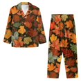 thumbnail image 5 of Garronmavis Maple Leaves Pajamas for Women Fall Button Up Pajama Set Long Sleeve Top and Pajama Pants with Pocket 2 Piece Ladies Sleepwear Thanksgiving Outfits, 5 of 7