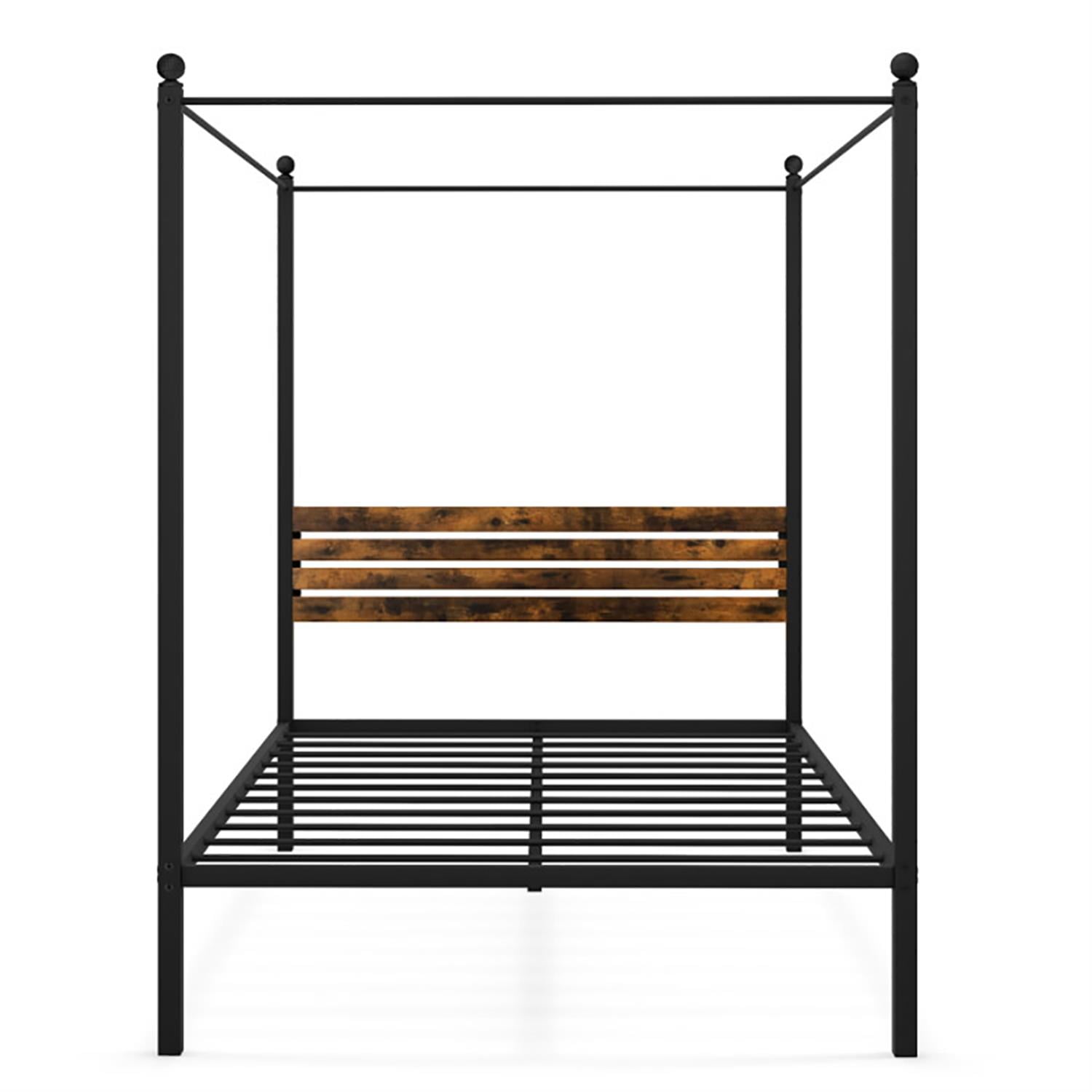 Demi Bonn Full Size Canopy Metal Platform Bed Frame with Under Bed Storage, Steel Slat Support, No Box Spring Needed, Black