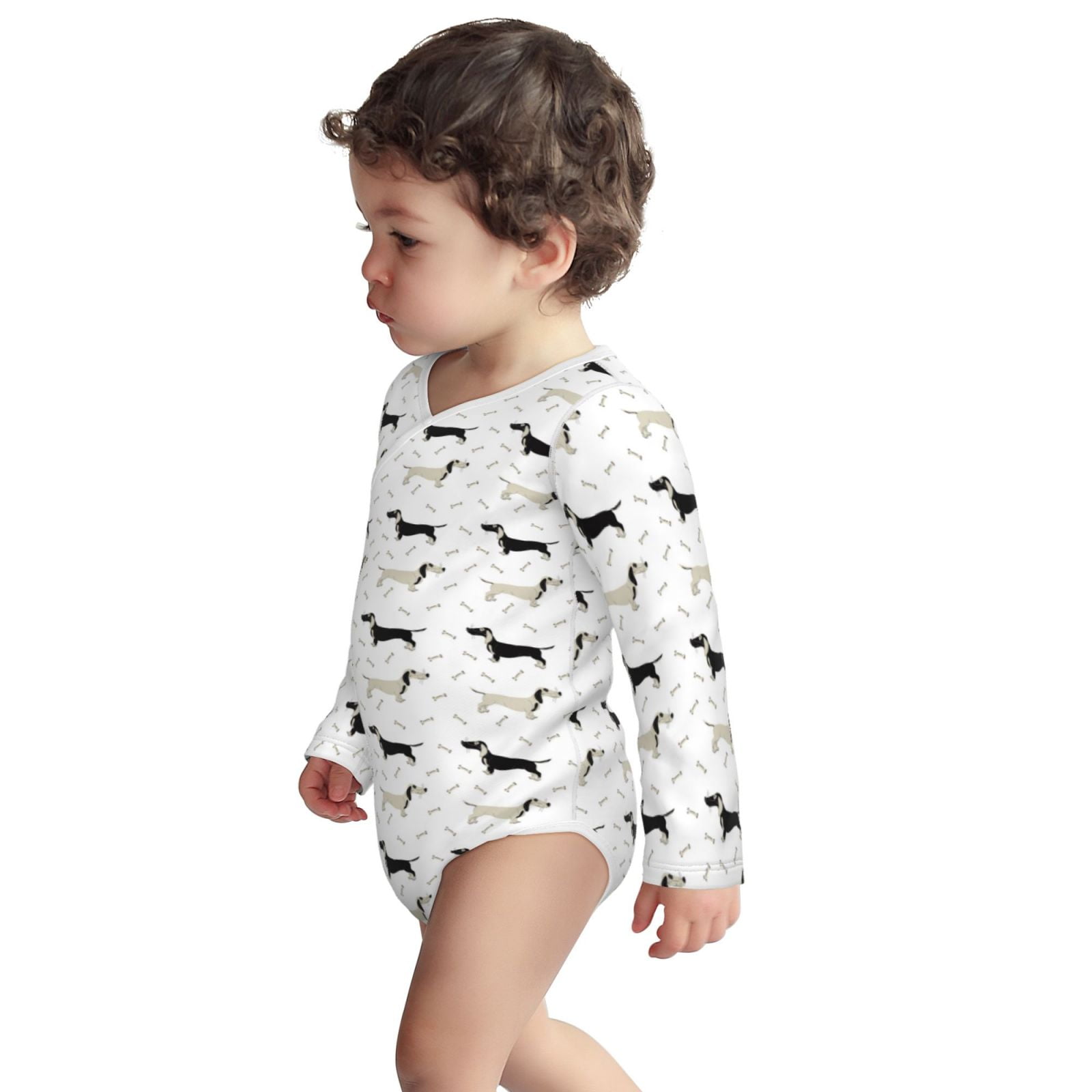 Xecao Dachshund Dog Print Baby unisex-baby Cotton Long-sleeve Bodysuits-3 Months