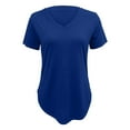 thumbnail image 5 of TODOZO Hot Sale!! Women's Tops V-Neck Short Sleeve Tshirts Tees Casual Summer Top Casual Fashion Basic Tees Curved Hem Tops Blue 4Xl, 5 of 6