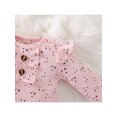 thumbnail image 6 of Newborn Girl Romper Outfits Long Sleeve Floral Printed Ruffles Decor O-Neck Overalls + Bow-Knot Headband Set, 6 of 9