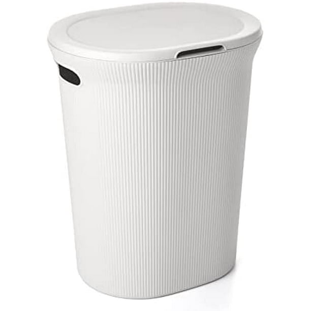 Superio 40L Elegant Ribbed Plastic Laundry Hamper with Lid White