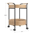 thumbnail image 6 of Weston Home Rovinj 18" H 2-Tier Rattan Baskets Serving Cart with Black Metal Frame on Wheels, 6 of 6