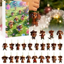 SLYNSHome Christmas Advent Calendar,24 Days Funny Dog Figurines Toys Christmas Countdown Calendar Dachshund Dog Lovers Christmas Gifts Stocking Stuffed