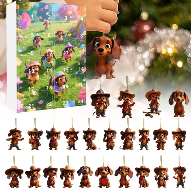 Adorno navideño de perro salchicha para árbol | Decoración navideña colgante | Lindo adorno de perro salchicha para el hogar | Recuerdo coleccionable estilo anime