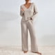thumbnail image 1 of Puntoco Conjunto de pantalones casuales de manga larga con cuello redondo y punto sólido a la moda para mujer Puntoco Puntoco-5457, 1 of 8