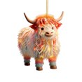 thumbnail image 2 of Christmas Ornaments Highland Cow Decor Xmas Tree Decorations Cute Acrylic Cow Pendants Cartoon Cow Decorative, 2 of 6