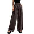 thumbnail image 2 of Endives Womens Linen Pant Elastic Waist Loose Wide Leg Pants Breathable Casual Pant Trousers Plus Size M-6XL Coffee, 2 of 5