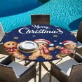 thumbnail image 6 of Gingerbread Navy Blue Round Tablecloth, Fitted Table Cover with Elastic for 45"-54" Round Tables, Christmas Winter Snowflake Table Cloth Outdoor Indoor Dinning Party Waterproof Tablecloths, 6 of 7