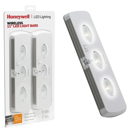 

Honeywell Wireless Motion Sensor Adhesive LED Lighting 11 Light Bars Sleek Thin Design Adjustable Swivel Motion Activated Cordless Battery Powered Under Cabinet Lighting 2-Pack