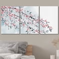 thumbnail image 3 of wall26 - 3 Panel Canvas Wall Art - Ink Painting Style Pink Cherry Blossom on The Branch - Giclee Print Gallery Wrap Modern Home Art Ready to Hang - 24"x36" x 3 Panels, 3 of 5