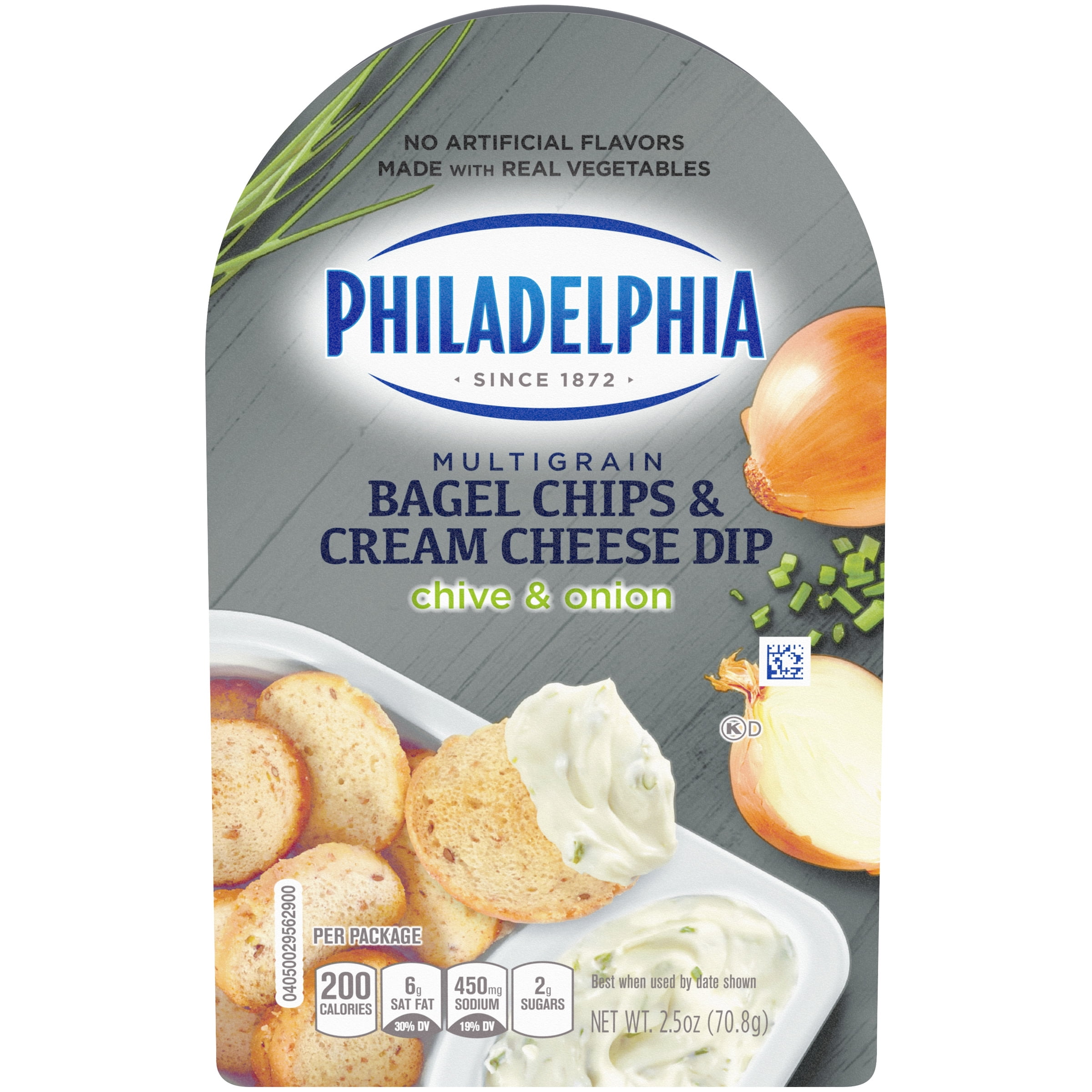 Philadelphia Bagel Chips and Chive and Onion Cream Cheese Dip, 2.5 oz ...