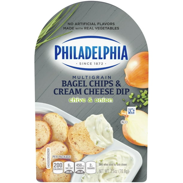 Philadelphia Bagel Chips and Chive and Onion Cream Cheese Dip, 2.5 oz