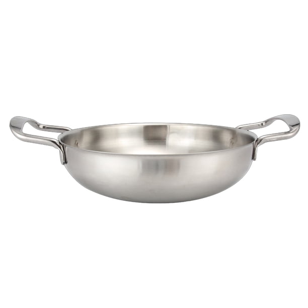 EeaseMX Sartén clásica de acero inoxidable Mini Chef para uso diario - Diámetro interior: 18 cm (plateada)