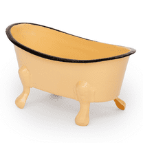 Rustic Enamel 1 Piece 5.5" Metal Clawfoot Mini Bathtub Soap Dish Mini Bath Tub Decoration Clawfoot Tub Soap Caddy Lemon