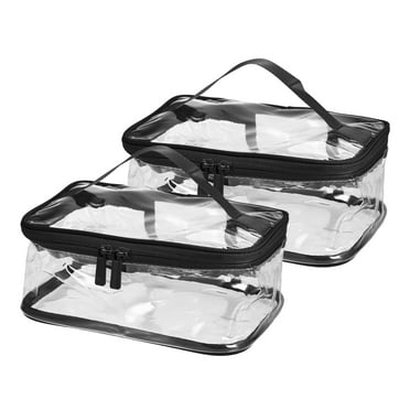 Vocoste 2 Pcs Clear Makeup Bags Waterproof Cosmetic Bags for Travel PVC Zipper Makeup Pouch for Women Black