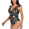 thumbnail image 3 of Fotbe Vegetable Quiche Women's Tummy Control Swimsuits Slimming One Piece Bathing Suit Ruffle Wrap V Neck Swimwear-, 3 of 8