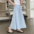 thumbnail image 7 of CQONEPT Boho Pants for Teen Girls Flowy Casual Trendy Pants Elastic Waist Pleat Shirred Pant with Pants Light Blue 12 Years, 7 of 7