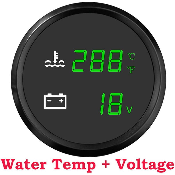 A Dual Digital Gauge 52mm Fuel Level Gauge Water Level Meter Water Temp Gauge Htg Voltmeter 2 In 1 With Alarm For Boat Car 9-32v