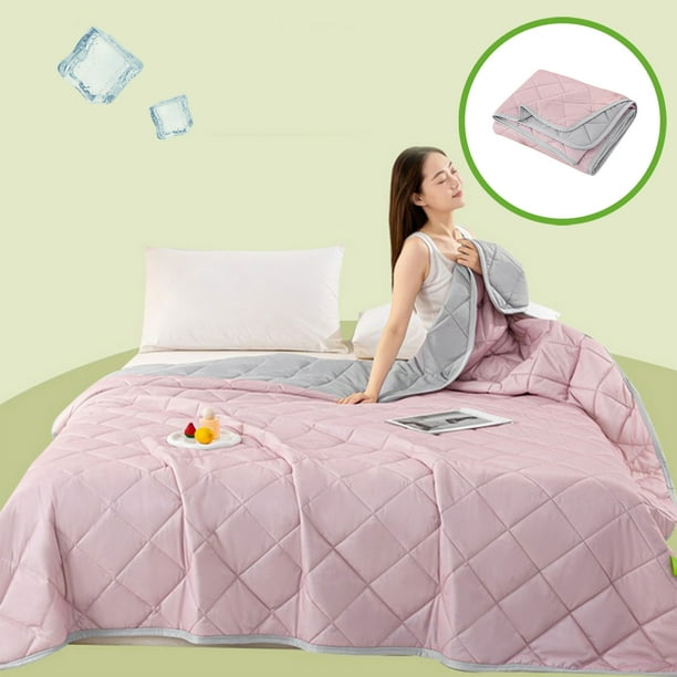 Colcha de verano de seda de hielo - manta refrescante para dormilantes calientes, 100x150cm, lavable, verde menta