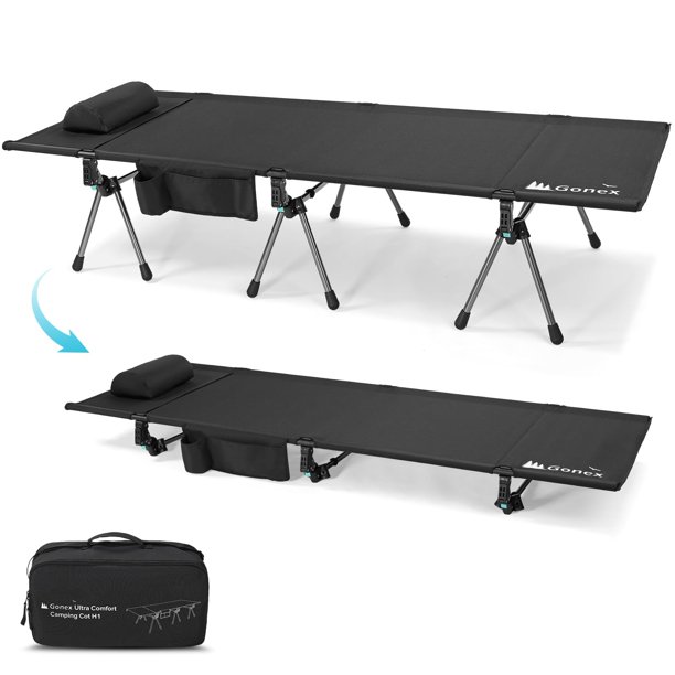 Cuna de camping Gonex ultraligera plegable con extensores de piernas de 350 libras