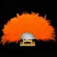 thumbnail image 2 of Vintage Style Marabou Feather Hand Fan Peacock Folding Handheld Fan for Dancing Party Flapper(Orange), 2 of 4