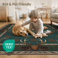 thumbnail image 4 of ODIKA 6'x9' Washable Area Rug Non-Slip, Chair-Friendly, Woodland Vintage Hunting Prints Pinecone Antler Border Cabin for Dining Room, Under Table, Office Décor, 4 of 7