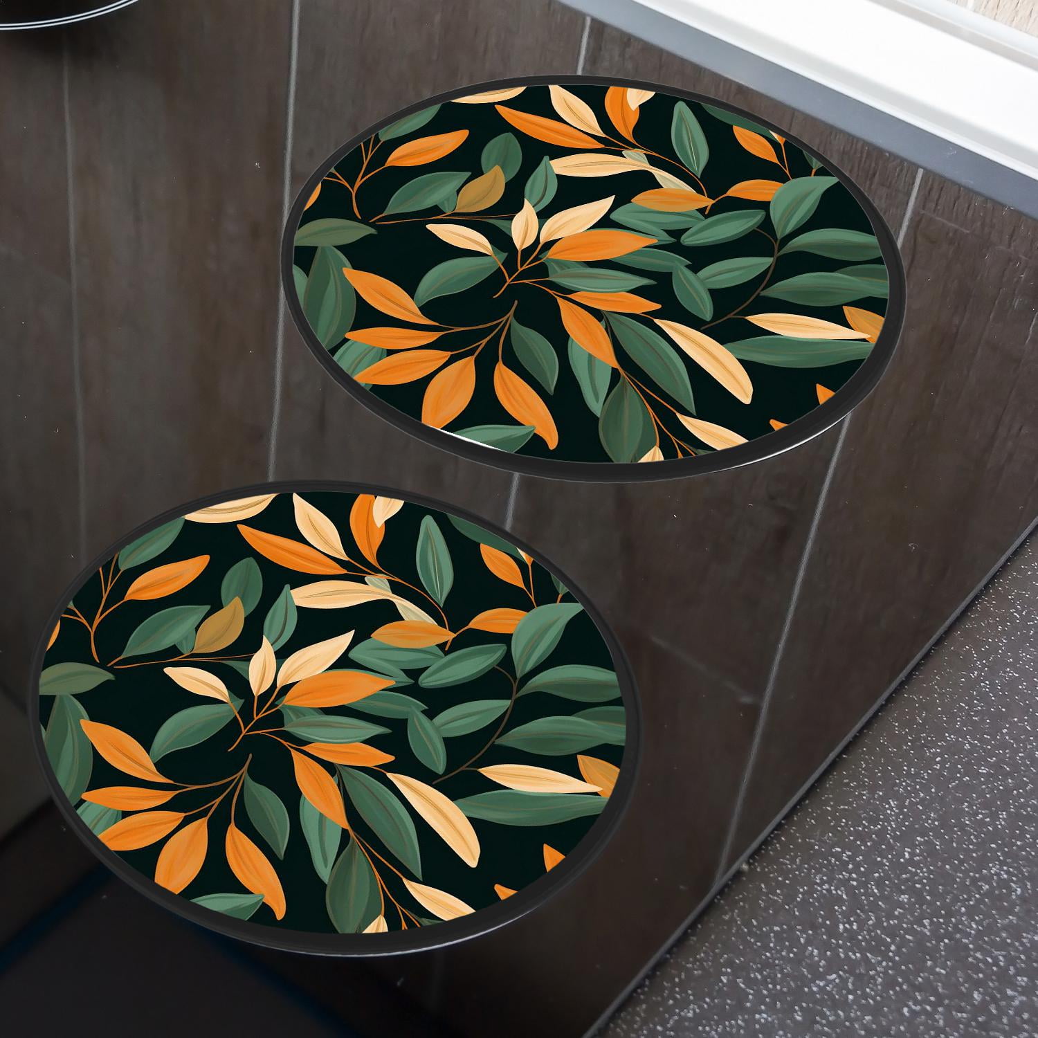 Stove Burner Covers 4 Pcs for Home Decor Cooktop Decorative ,Orange Elegant pattern, Round Electric Stove Burner Covers 8Inch And 10Inch