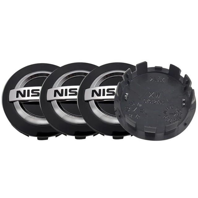 4PCS Nissan Hub Caps, 54mm/2.12" Car ABS Rim Center Hub Caps (Black)