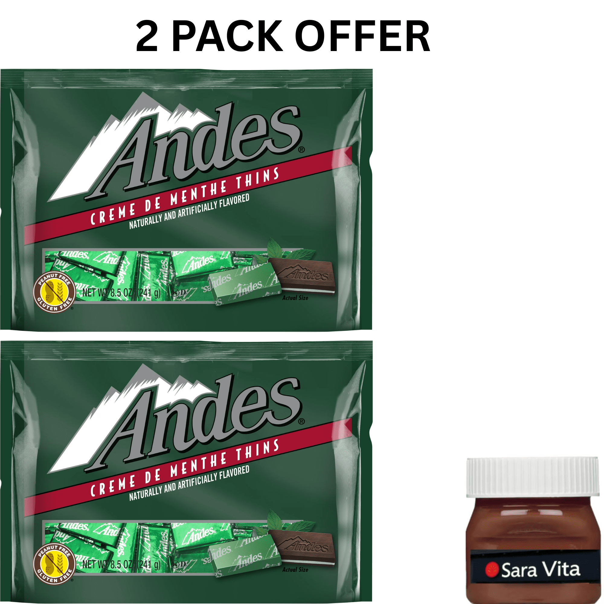 Andes Crème de Menthe Mint Chocolate Candy 8.5 oz. Gluten-Free & Peanut Free. Contains Milk.