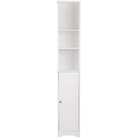 Bathroom Storage Cabinet,Tall Linen Cabinet with Door and Shelves,Slim Freestanding Linen Tower,Multifunctional Narrow Side Floor Organizer for Small Spaces,White