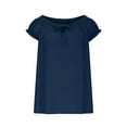 thumbnail image 4 of Lenpel Débardeurs pour Femmes Tendance Été Manches Courtes Col Rond Nœud devant T-Shirts Babydoll Décontractés Blouses Amples, 4 of 7