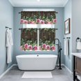 thumbnail image 3 of Spring Pink Roses Kitchen Curtains Sets for Windows 36 Inch Length, Pastoral Eucalyptus Leaves Brown Wooden Rod Pocket Window Treatments Tier Curtains and Valances Set for Bedroom/Bathroom, 3 of 8