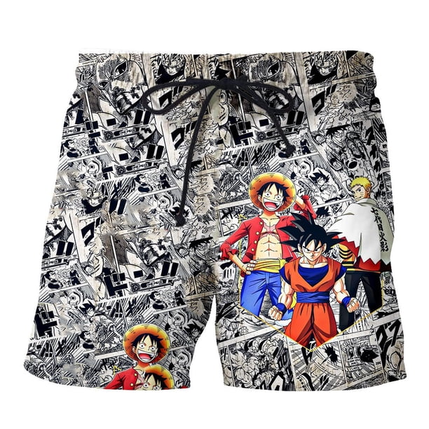 Anime Dragon Ball Z Goku Impreso Completo Hombres Hip Hop Board Shorts Desgaste De Calle Cintura Elástica Hawaiana Verano Playa Pantalones Cortos